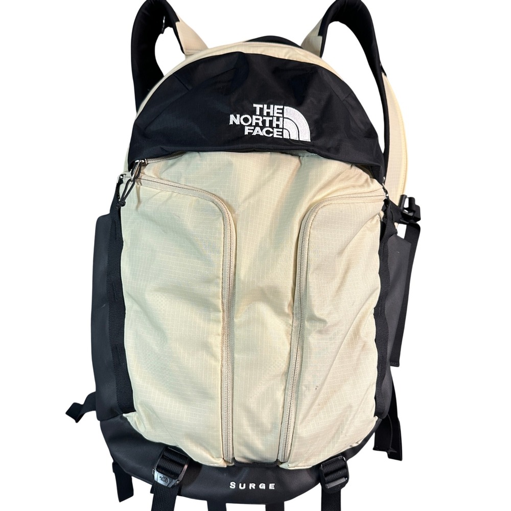 The North Face Surge Backpack Tan Black Ripstop FlexVent Laptop Bag